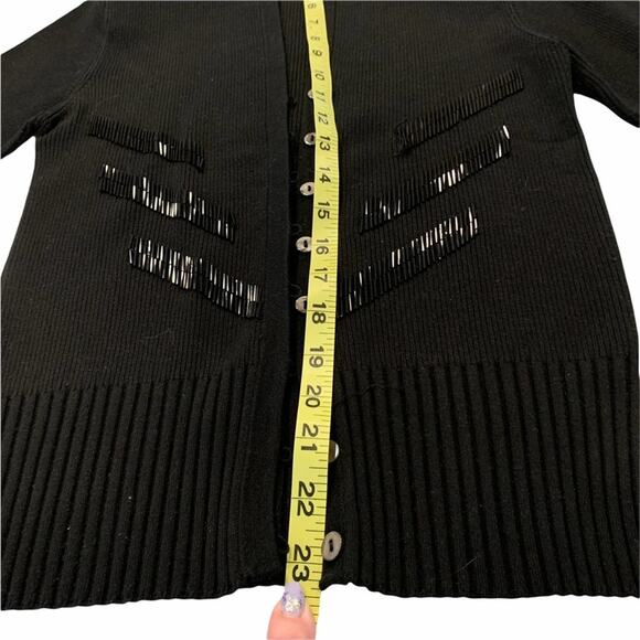 Cache black sweater sequin embellishments collar sleeve and front. S - Picture 8 of 14
